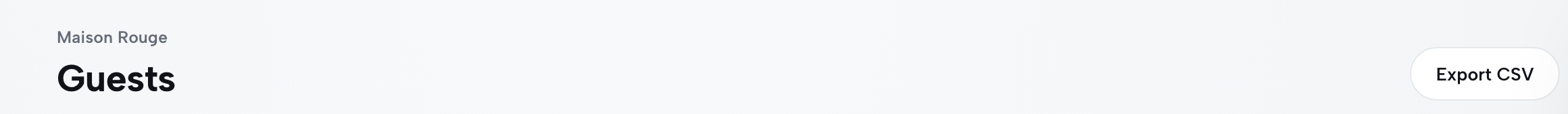 The Guests page header with the Export CSV button.