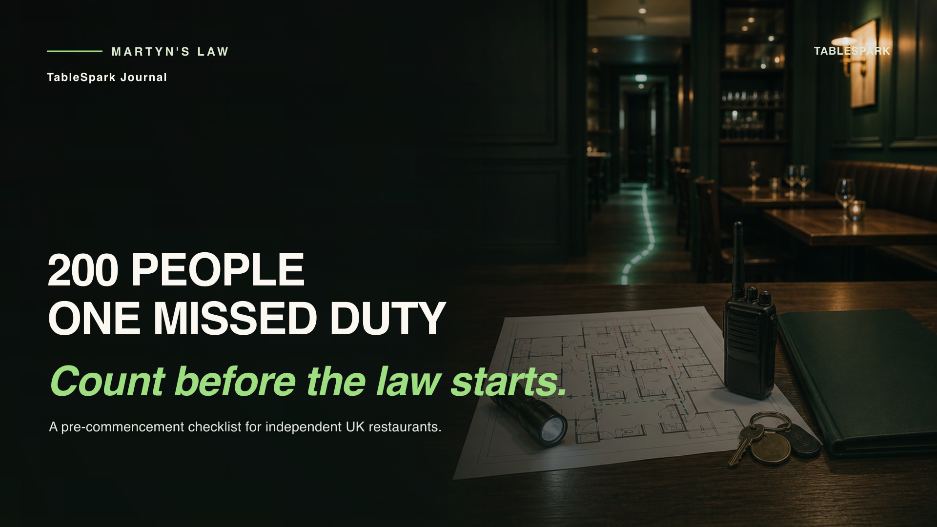 Martyn’s Law for UK restaurants: capacity, procedures and a pre-commencement checklist