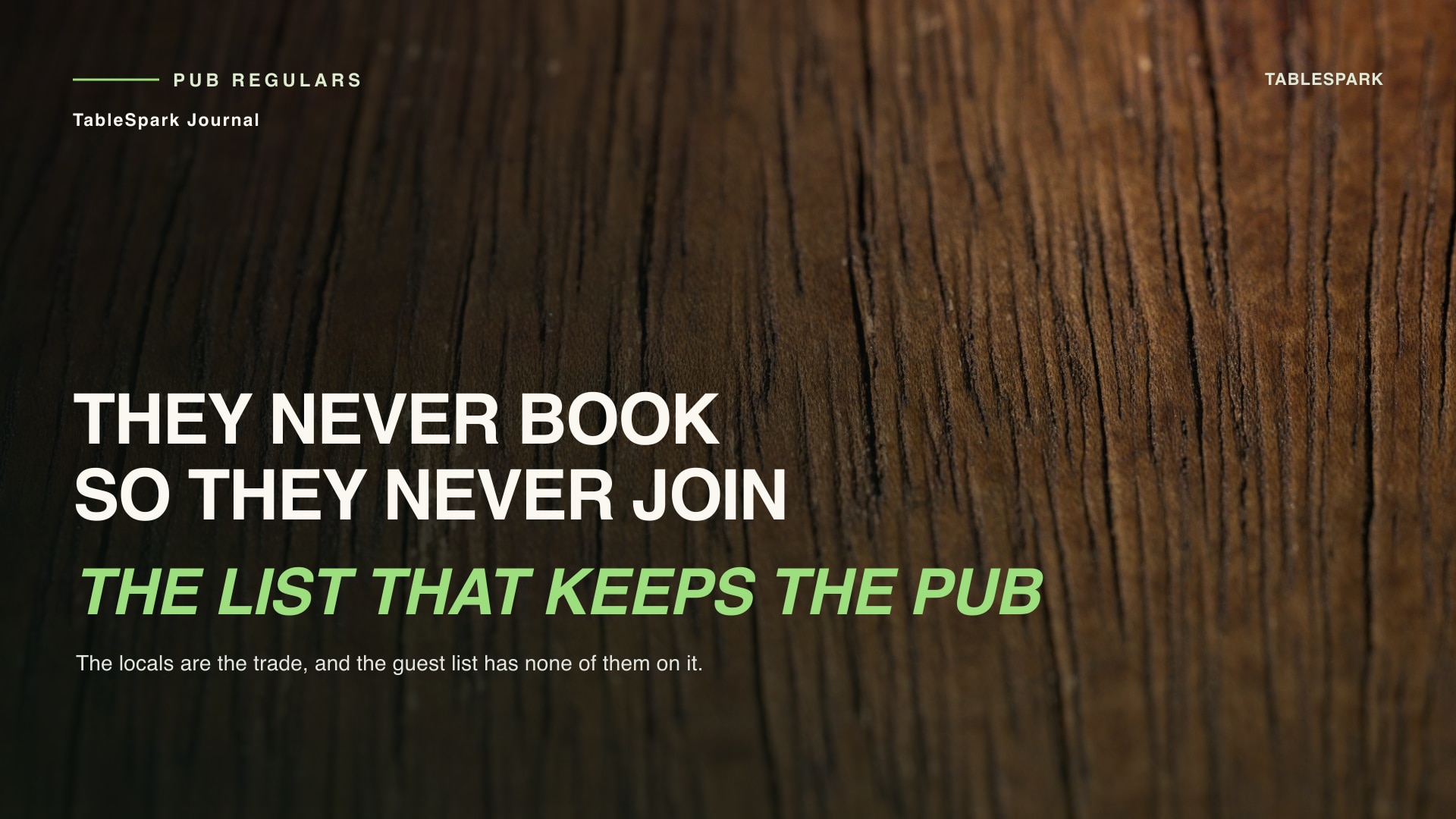 How a Pub Builds a Guest List From Regulars Who Never Book