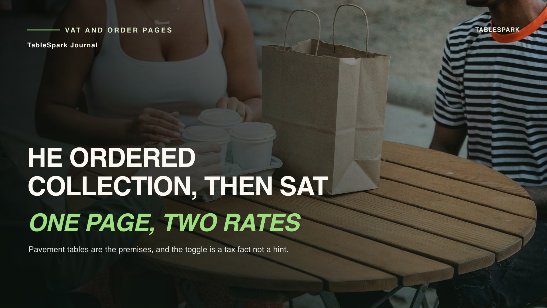 One order page, two VAT rates, and a guest who sat down