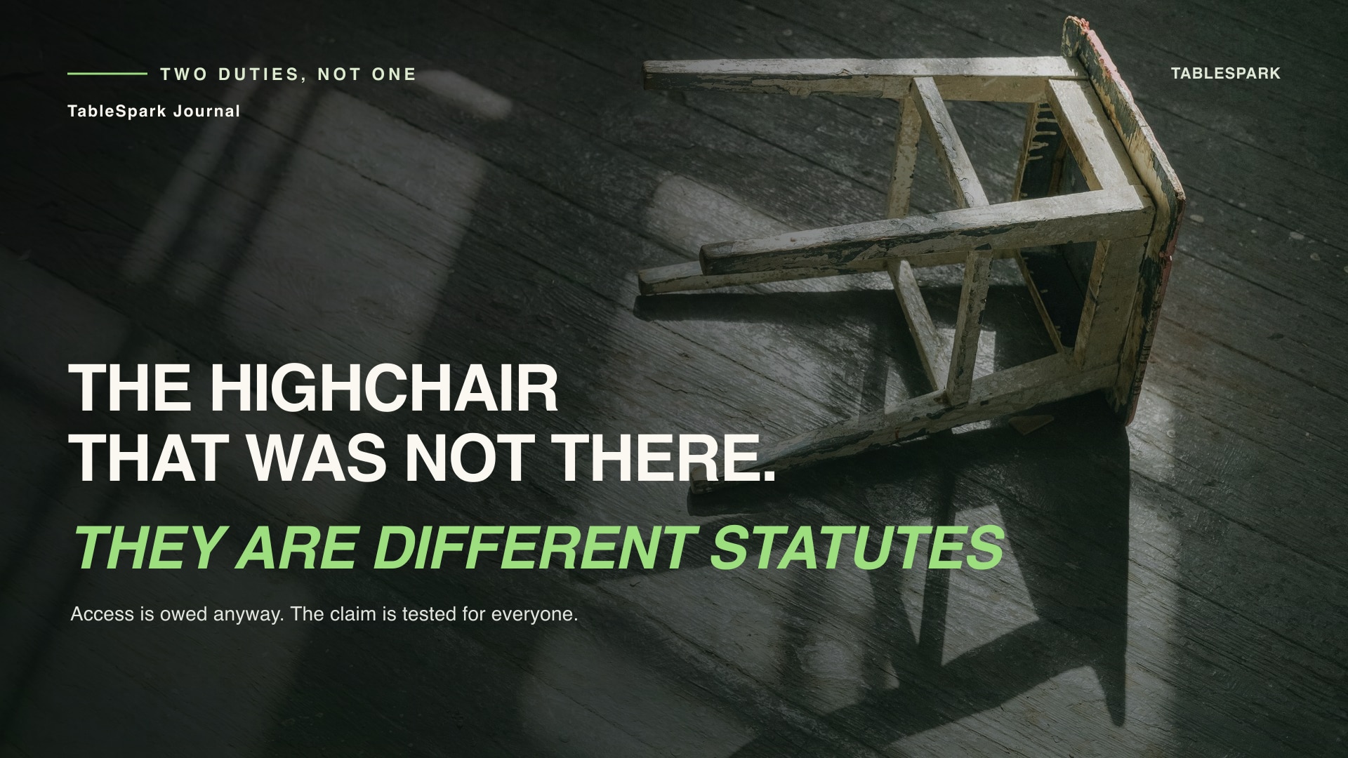 A highchair that isn't there breaches two different laws, not one