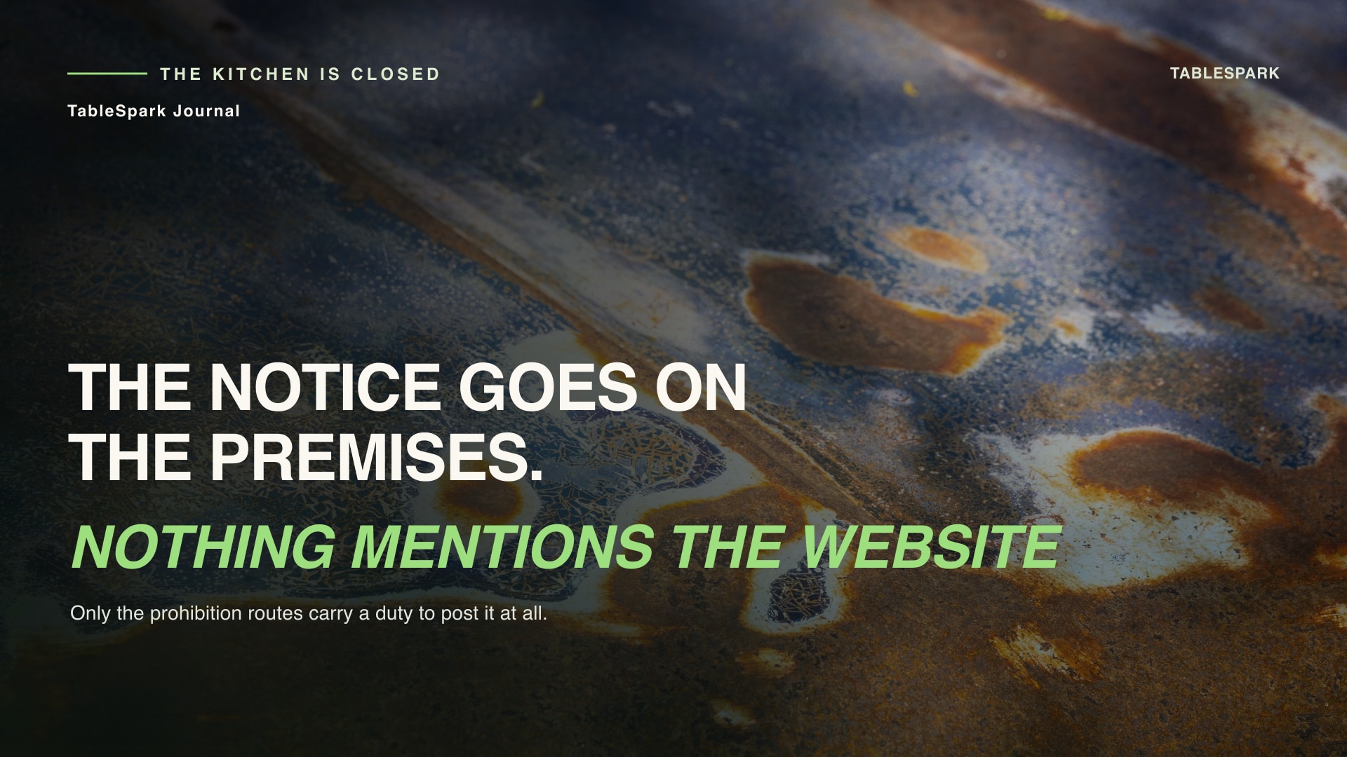 The Posting Duty in a Hygiene Prohibition Notice, and the Silence About the Website