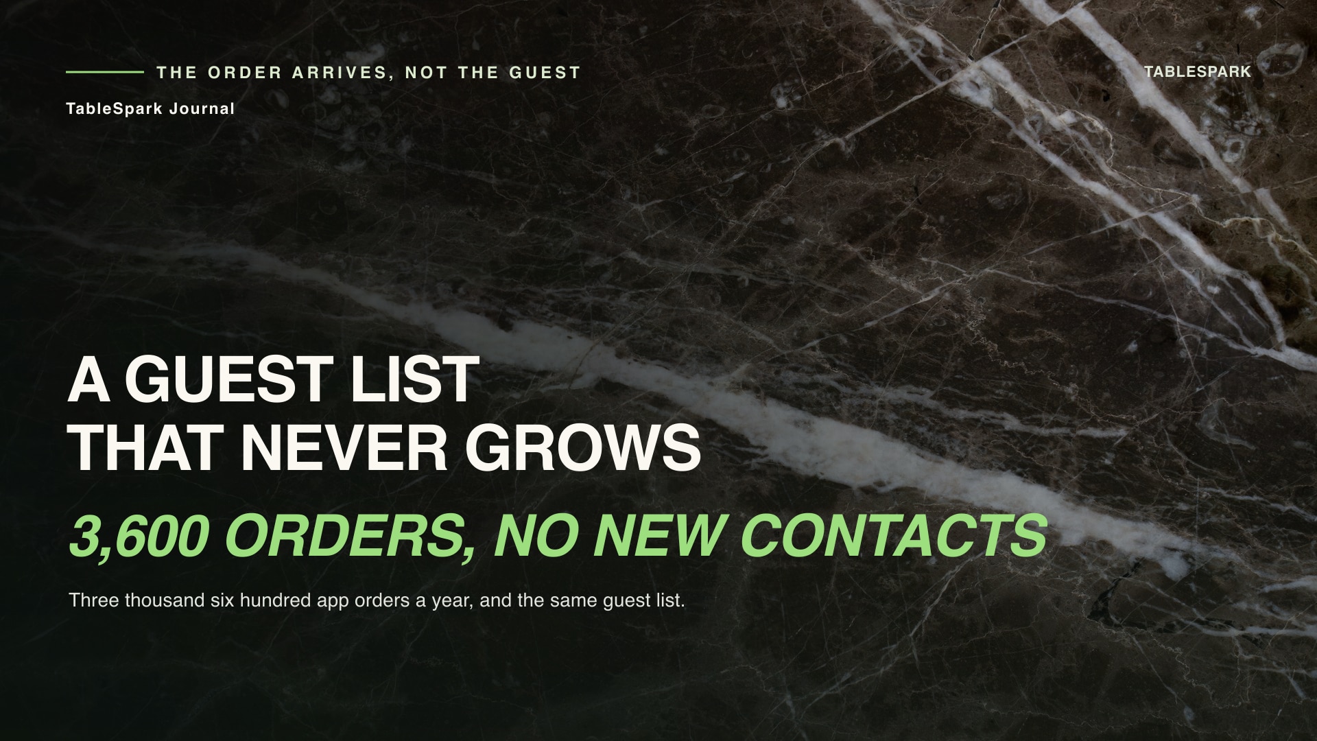 Three Hundred Orders a Month, and a Guest List That Never Grows