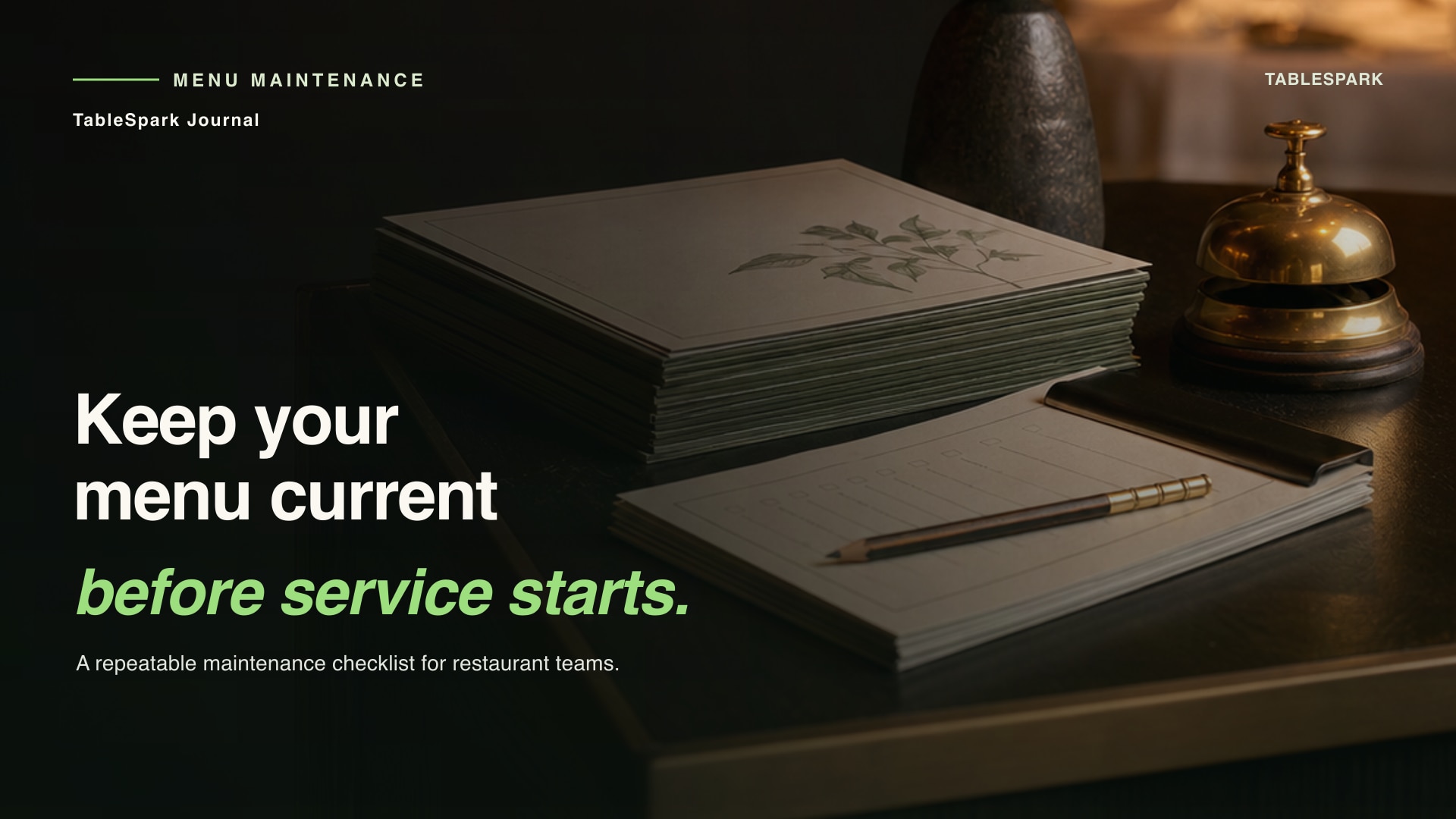 Restaurant Menu Maintenance Checklist Before Service