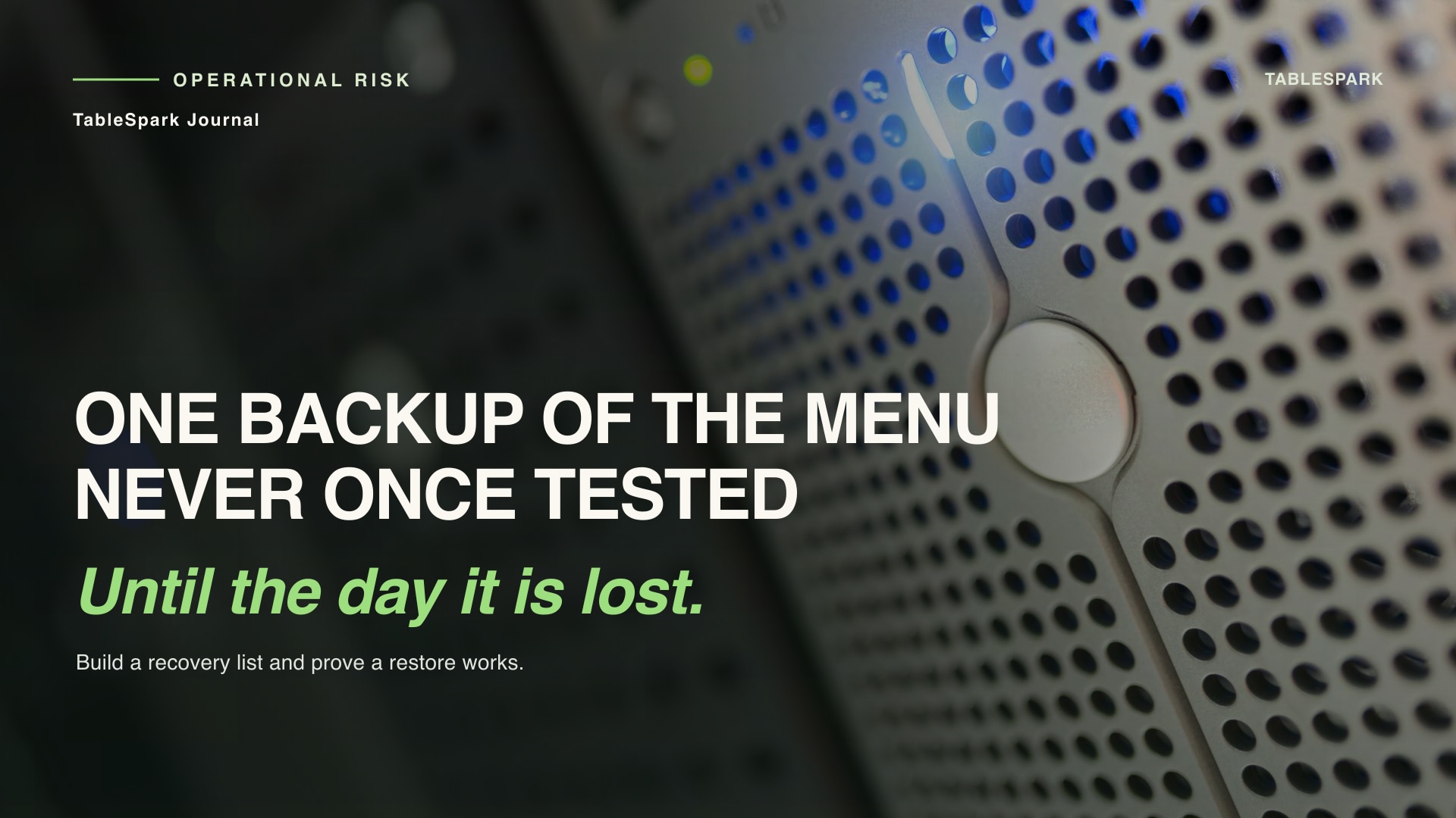 Could you rebuild the menu tomorrow? A restaurant recovery inventory that gets tested