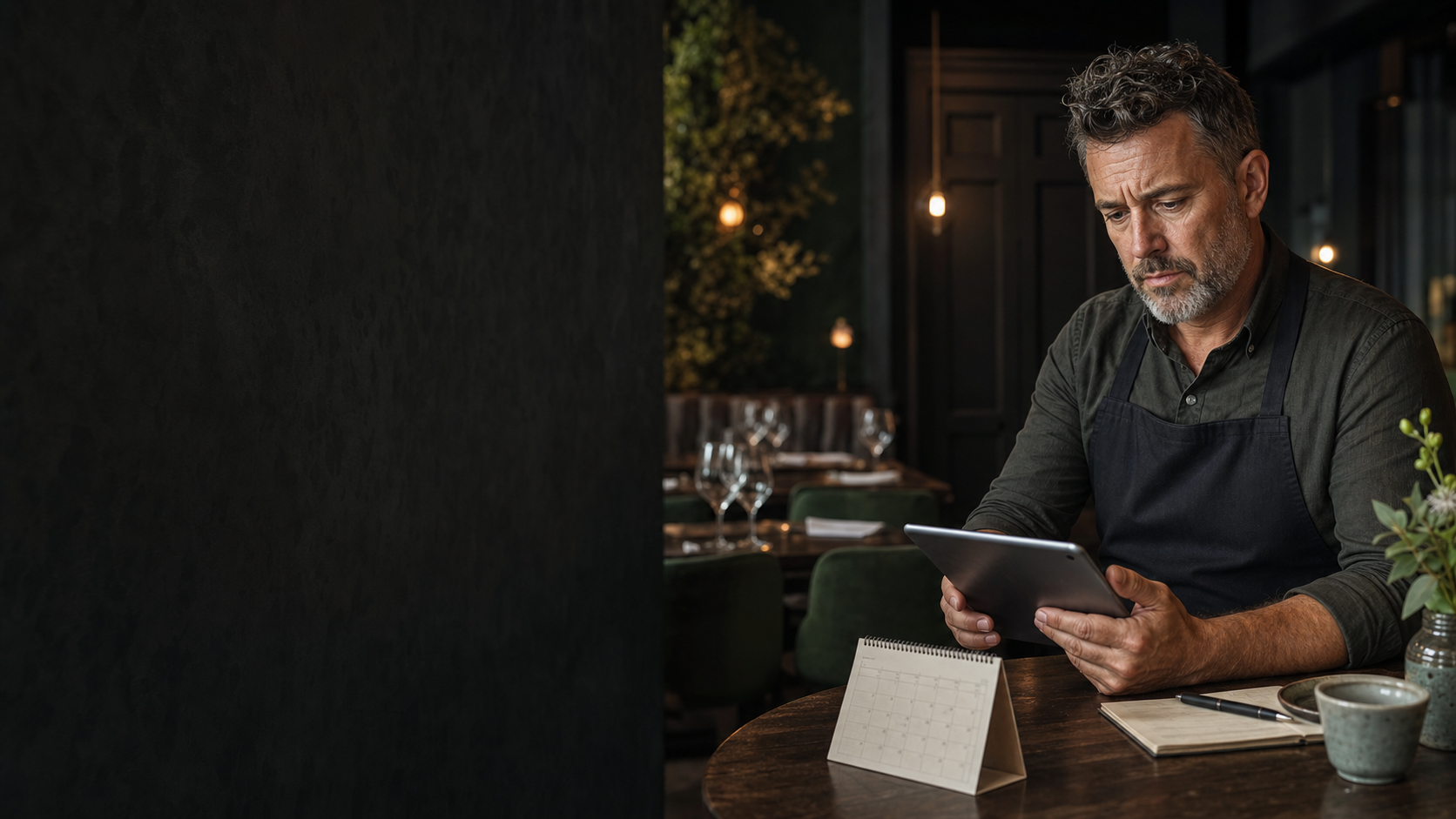 Restaurant operator checking the domain and website route before service.