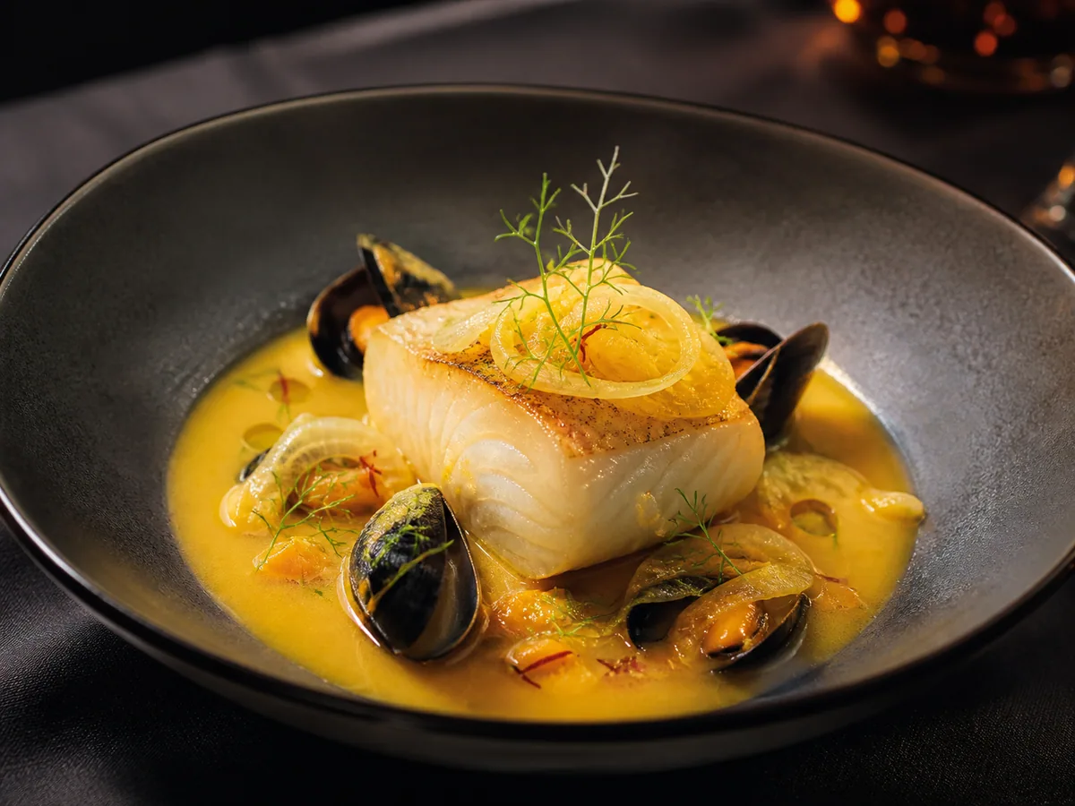 Cornish cod, bouillabaisse sauce