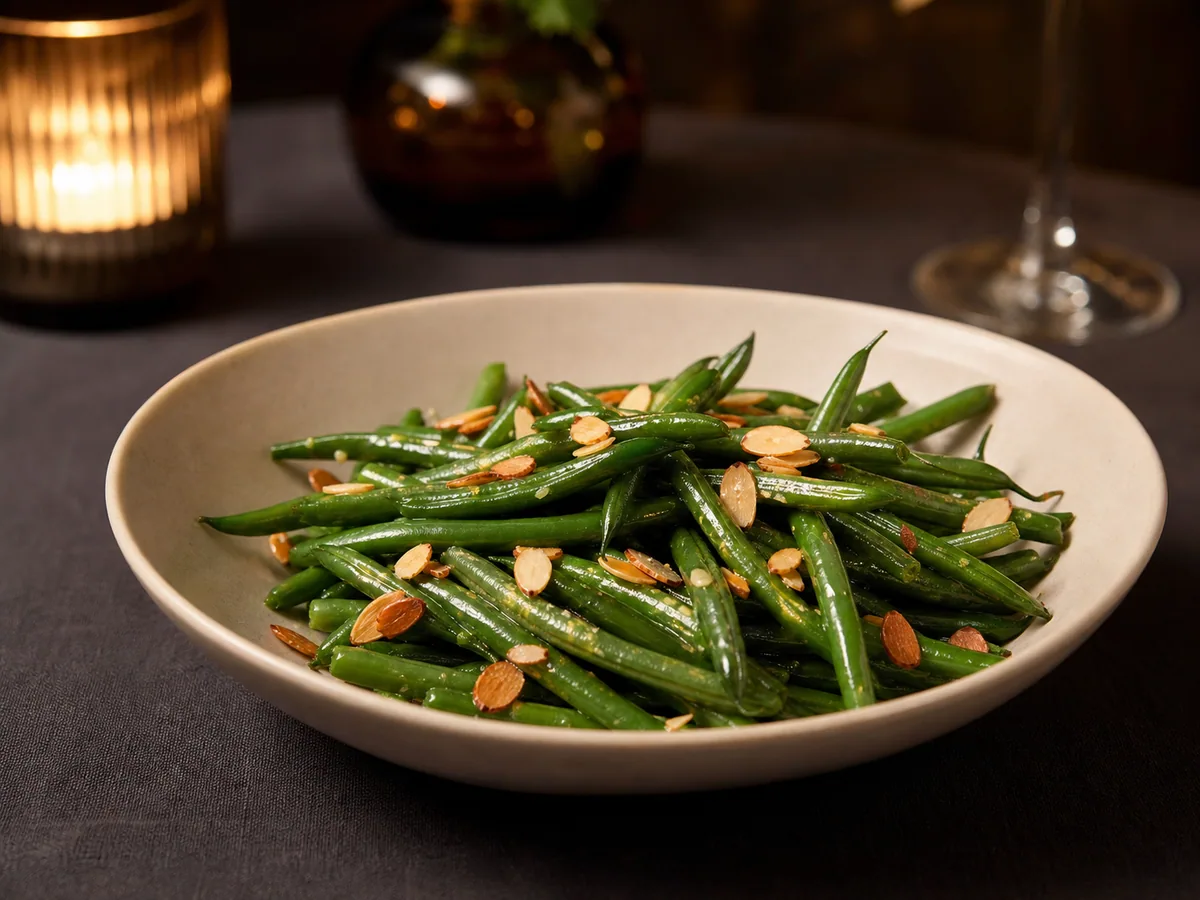 Green beans, toasted almond