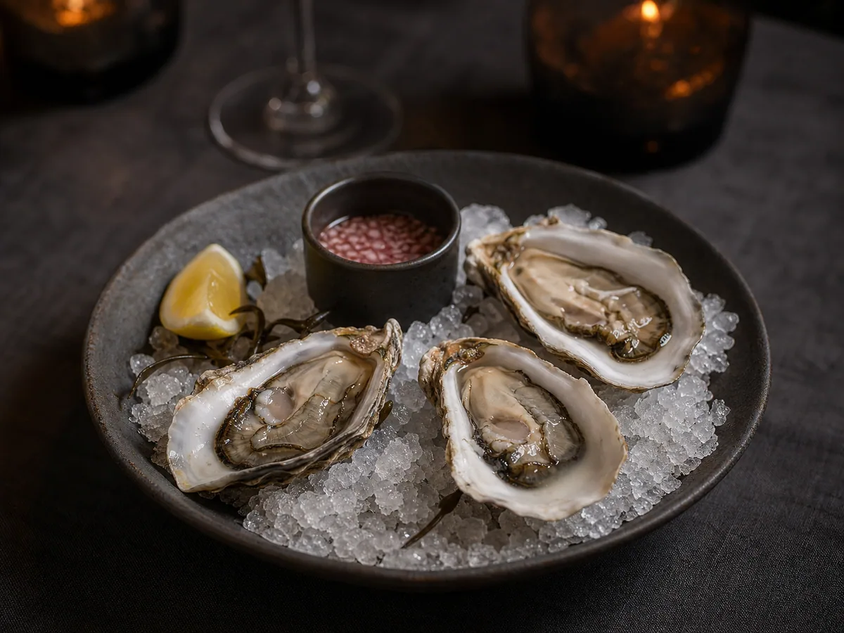 Rock oysters, shallot mignonette